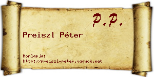 Preiszl Péter névjegykártya