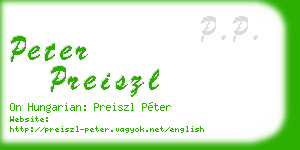 peter preiszl business card